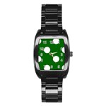 Polka Dots - White on Dark Green Stainless Steel Barrel Watch