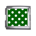 Polka Dots - White on Dark Green Mega Link Italian Charm (18mm)