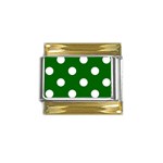 Polka Dots - White on Dark Green Gold Trim Italian Charm (9mm)