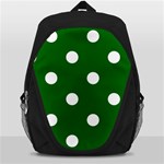 Polka Dots - White on Dark Green Backpack Bag