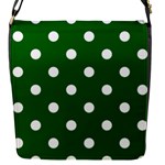 Polka Dots - White on Dark Green Flap Closure Messenger Bag (S)