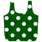 Polka Dots - White on Dark Green Full Print Recycle Bag (XL)