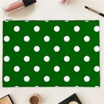 Polka Dots - White on Dark Green Cosmetic Bag (XXL)