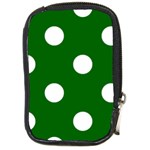 Polka Dots - White on Dark Green Compact Camera Leather Case
