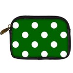 Polka Dots - White on Dark Green Digital Camera Leather Case