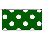 Polka Dots - White on Dark Green Pencil Case