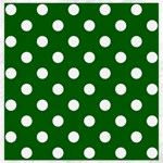 Polka Dots - White on Dark Green Canvas 12  x 12 