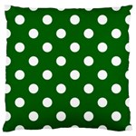 Polka Dots - White on Dark Green Large Cushion Case (Two Sides)