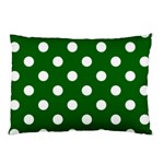 Polka Dots - White on Dark Green Pillow Case (Two Sides)