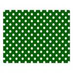 Polka Dots - White on Dark Green Double Sided Flano Blanket (Large)