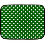 Polka Dots - White on Dark Green Double Sided Fleece Blanket (Mini)