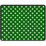 Polka Dots - White on Dark Green Fleece Blanket (Medium) (One Side)
