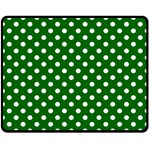 Polka Dots - White on Dark Green Double Sided Fleece Blanket (Medium) (Two Sides)
