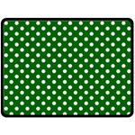 Polka Dots - White on Dark Green Double Sided Fleece Blanket (Large) (Two Sides)