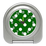 Polka Dots - White on Dark Green Desk Alarm Clock