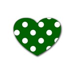 Polka Dots - White on Dark Green Heart Coaster (4 pack)