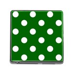 Polka Dots - White on Dark Green Memory Card Reader (Square)