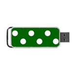 Polka Dots - White on Dark Green Portable USB Flash (One Side)