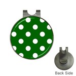 Polka Dots - White on Dark Green Golf Ball Marker Hat Clip