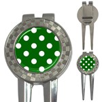 Polka Dots - White on Dark Green 3-in-1 Golf Divot