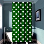 Polka Dots - White on Dark Green Shower Curtain 36  x 72  (Stall)