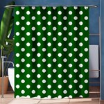 Polka Dots - White on Dark Green Shower Curtain 60  x 72  (Medium)