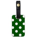 Polka Dots - White on Dark Green Luggage Tag (One Side)