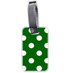 Polka Dots - White on Dark Green Luggage Tag (Two Sides)