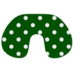 Polka Dots - White on Dark Green Travel Neck Pillow