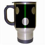 Polka Dots - White on Dark Green Travel Mug (Silver Gray)