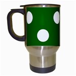 Polka Dots - White on Dark Green Travel Mug (White)