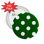 Polka Dots - White on Dark Green 2.25  Button (100 pack)