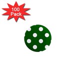 Polka Dots - White on Dark Green 1  Mini Magnet (100 pack)