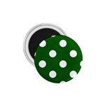 Polka Dots - White on Dark Green 1.75  Magnet