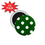 Polka Dots - White on Dark Green 1.75  Magnet (10 pack)