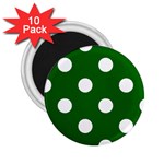 Polka Dots - White on Dark Green 2.25  Magnet (10 pack)