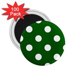 Polka Dots - White on Dark Green 2.25  Magnet (100 pack)