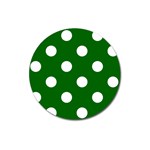 Polka Dots - White on Dark Green Magnet 3  (Round)
