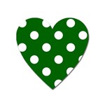 Polka Dots - White on Dark Green Magnet (Heart)