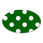 Polka Dots - White on Dark Green Magnet (Oval)