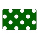 Polka Dots - White on Dark Green Magnet (Rectangular)