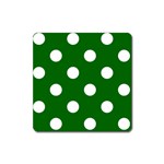Polka Dots - White on Dark Green Magnet (Square)