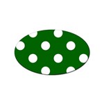 Polka Dots - White on Dark Green Sticker Oval (10 pack)