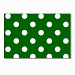 Polka Dots - White on Dark Green Postcard 5  x 7 