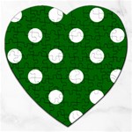 Polka Dots - White on Dark Green Jigsaw Puzzle (Heart)