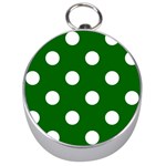 Polka Dots - White on Dark Green Silver Compass
