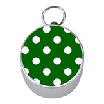 Polka Dots - White on Dark Green Silver Compass (Mini)