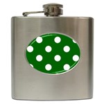 Polka Dots - White on Dark Green Hip Flask (6 oz)