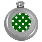 Polka Dots - White on Dark Green Hip Flask (5 oz)