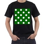 Polka Dots - White on Dark Green Men s T-Shirt (Black)